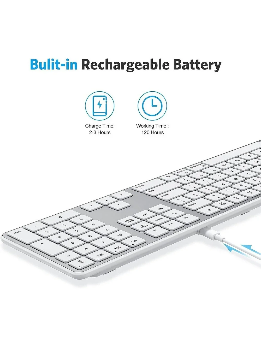 Omoton KB515 Full Size Wireless Keyboard White